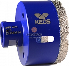 Коронка алмазная по керамограниту Keos Professional Vacuum Brazed M14 68 мм