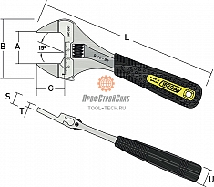 Размеры разводного ключа с тонкими губками Irega ErgoTop SWO 99XS-8"